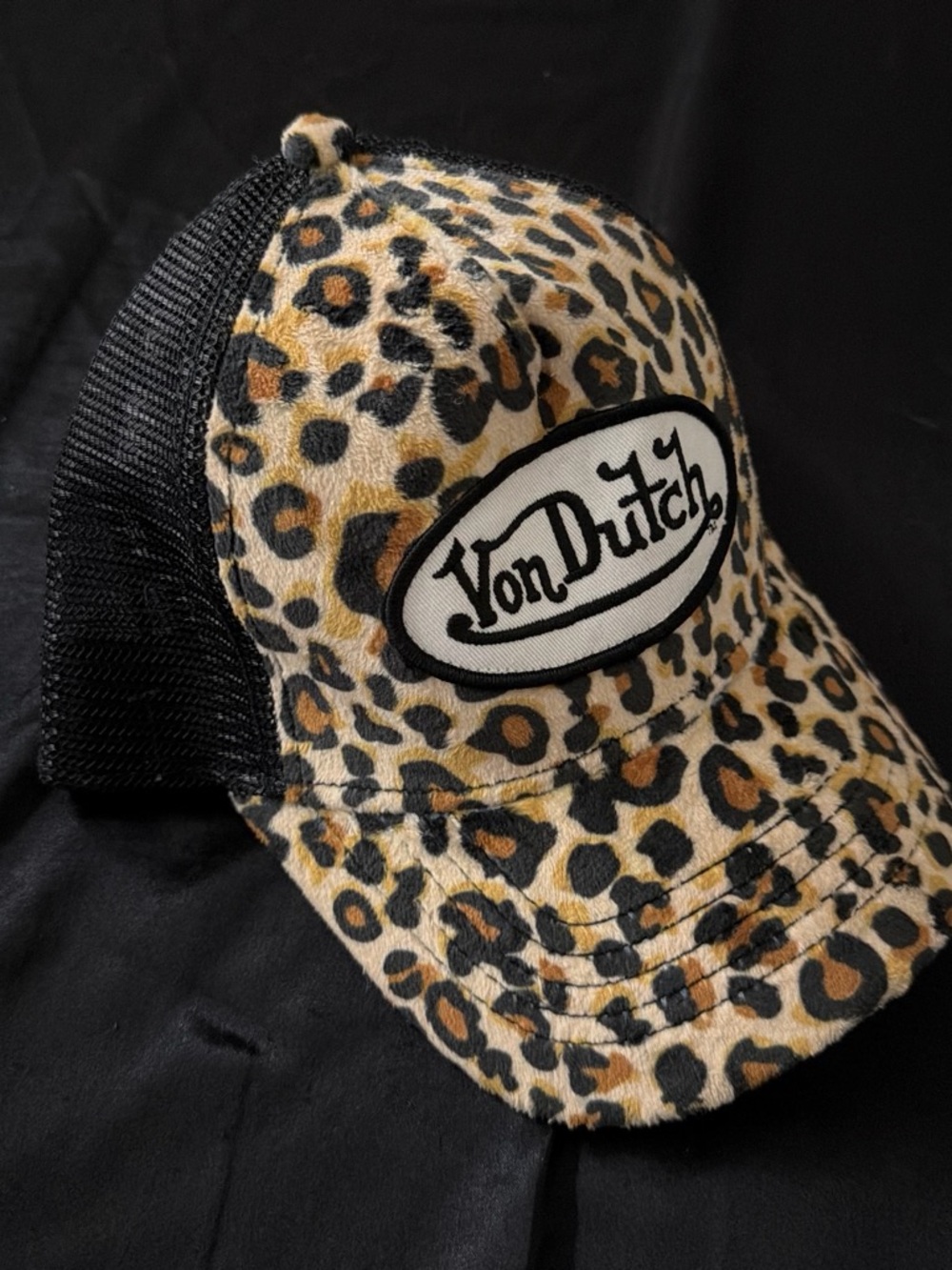 Von Dutch Leopard Print Trucker Hat - Black, Brown, Tan